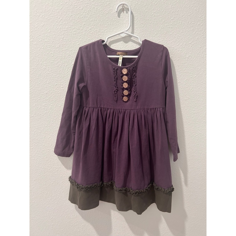Matilda Jane Girls Purple Ruffle Long Sleeve Dress Size 6 You & Me Collection